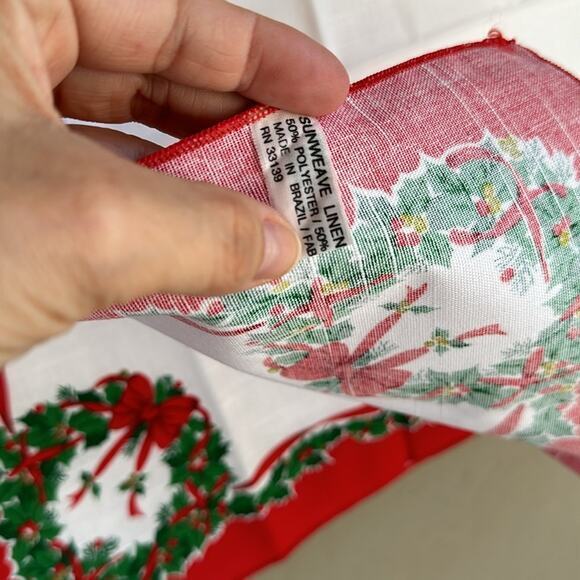 Sun weave Linen Corp vintage Christmas wreath napkin‎ Holiday set of 8 - Picture 2 of 4